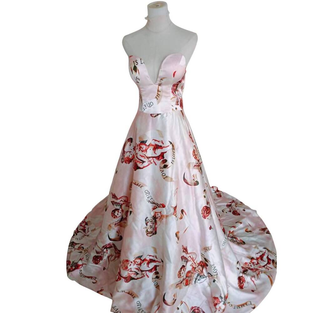 NEW ROSSARIO GEORGE women's cherubini strapless floor-length gown in light pink